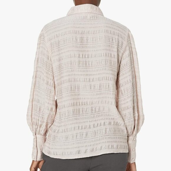 GUESS women's puff long sleeve crinkle Rav top size Large - Picture 3 of 11